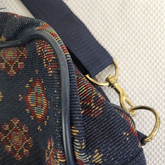 Vtg 90s Diane Von Furstenburg Navajo Aztec Print Tapestry Weekend Bag - Picture 10 of 11